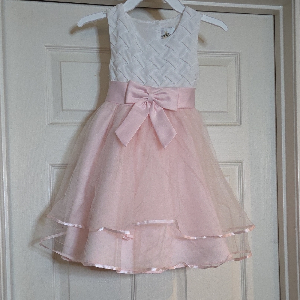 Rare Editions Pink and White Formal Kids‎ Dress